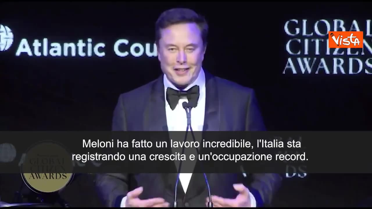 Elon Musk Presents Award to Giorgia Meloni