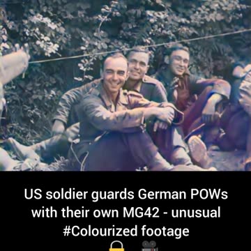 US soldier guards German POWs with MG42 unusual #Colourized footage🇺🇸 🔒 🇩🇪 🎥