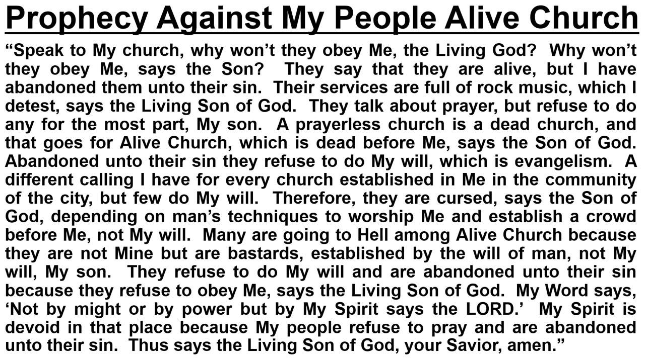 Prophecy Against My People Alive Church