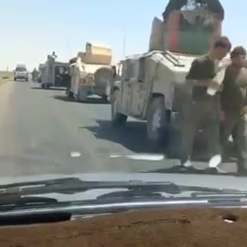 Afghanistan’s military convoy can be seen fleeing to Iran with their US equipment.