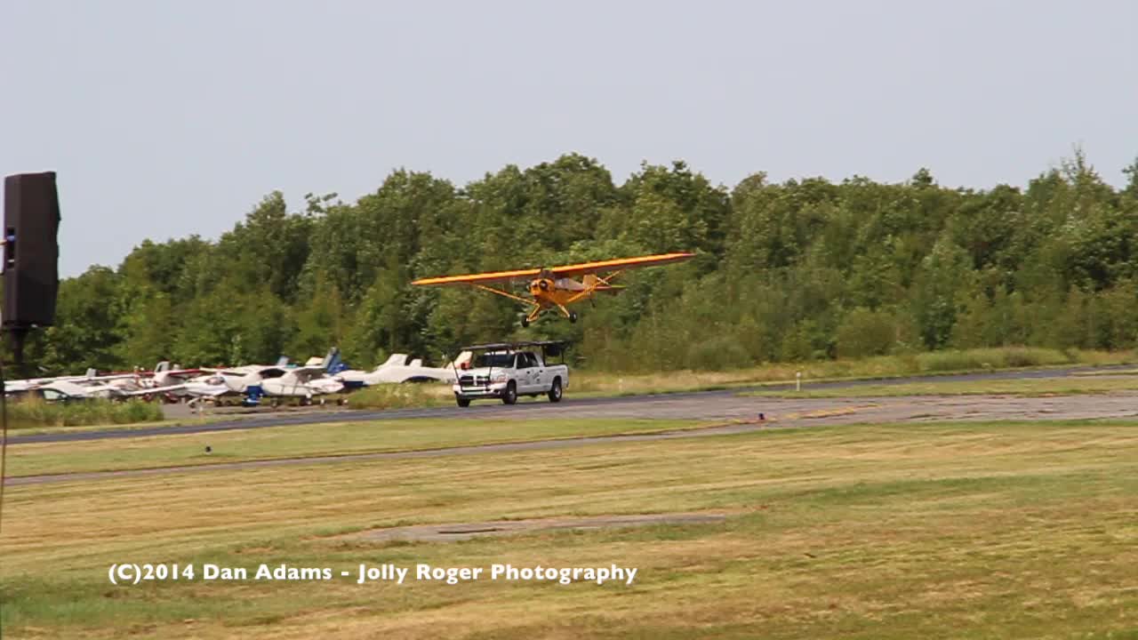 Pilot lands airplane on top of a moving truck