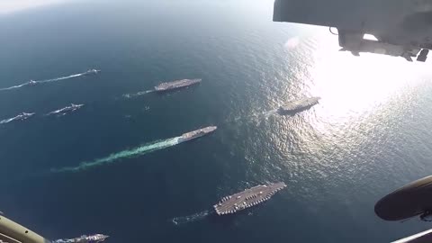 U.S. Navy Three Carrier Formation in Western Pacific Ocean