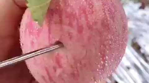 Cut fresh pink apple satisfying