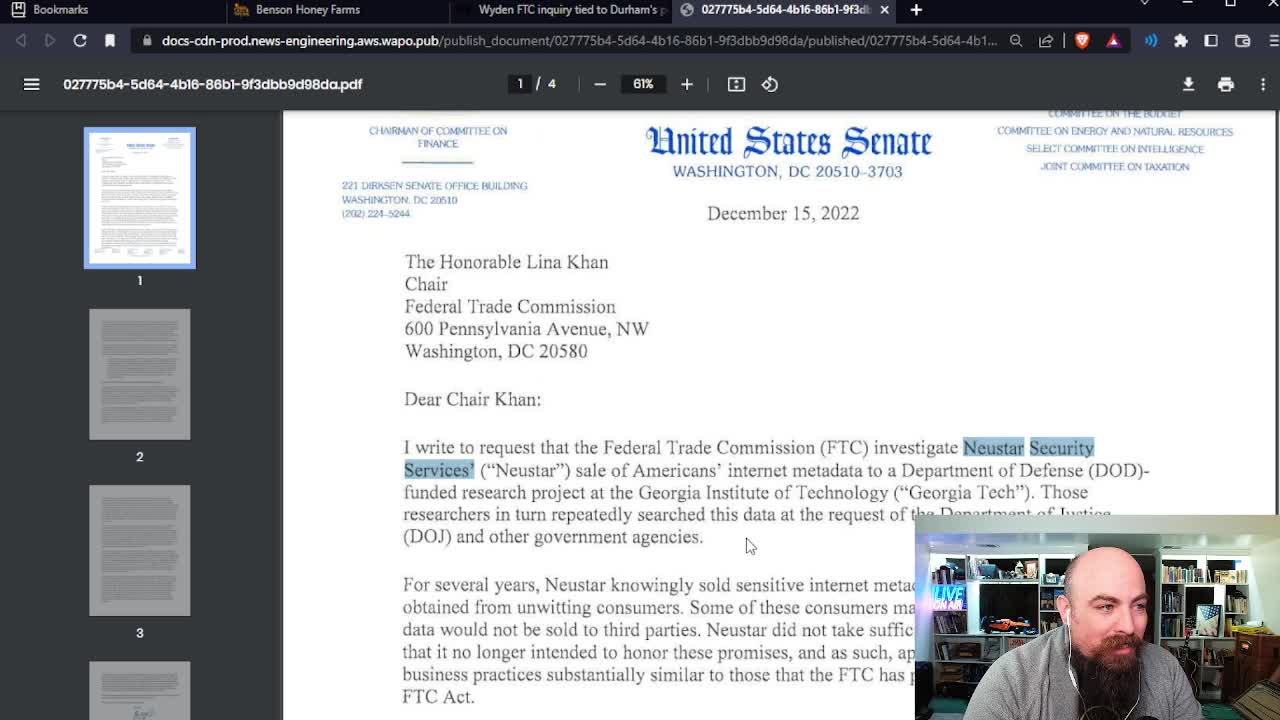 Senator Asks FTC To Probe Neustar, Citing Evidence from Sussmann Case