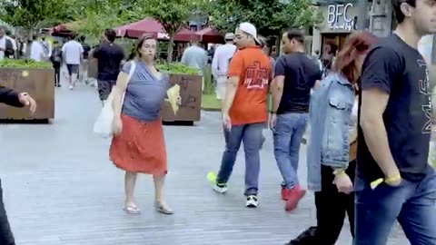 Playing Ball on street with Girl