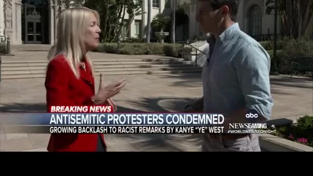 Antisemitic protesters, some of whom draped a banner over an L.A.