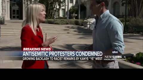 Antisemitic protesters, some of whom draped a banner over an L.A.