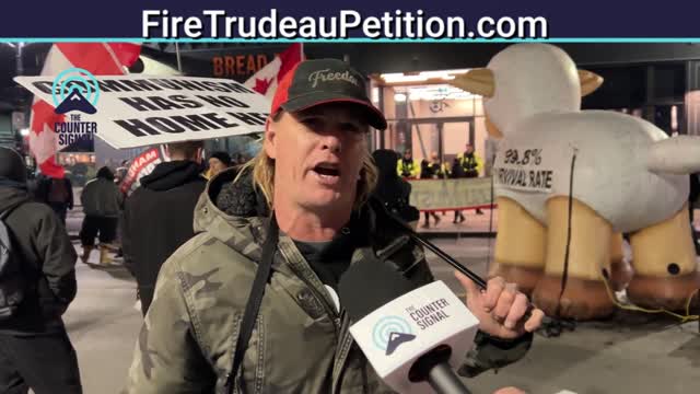 Trucker delivers a message to Trudeau in the Truckers for Freedom 2.0 protest