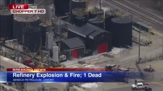 LEMONT ILLINOIS - REFINERY EXPLOSION, FIRE LEAVES 1 DEAD, 1 INJURED