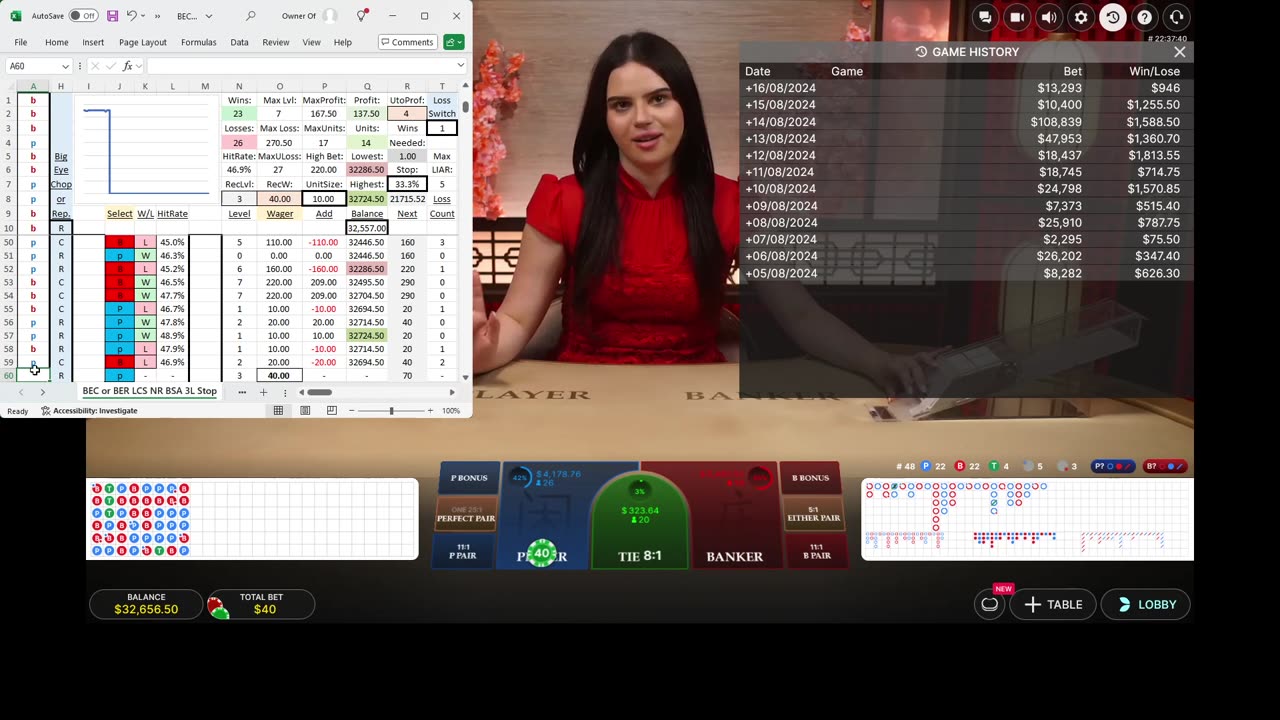 Live Baccarat - Proof that low/high hit rates in different Evo studios was just a coincidence.