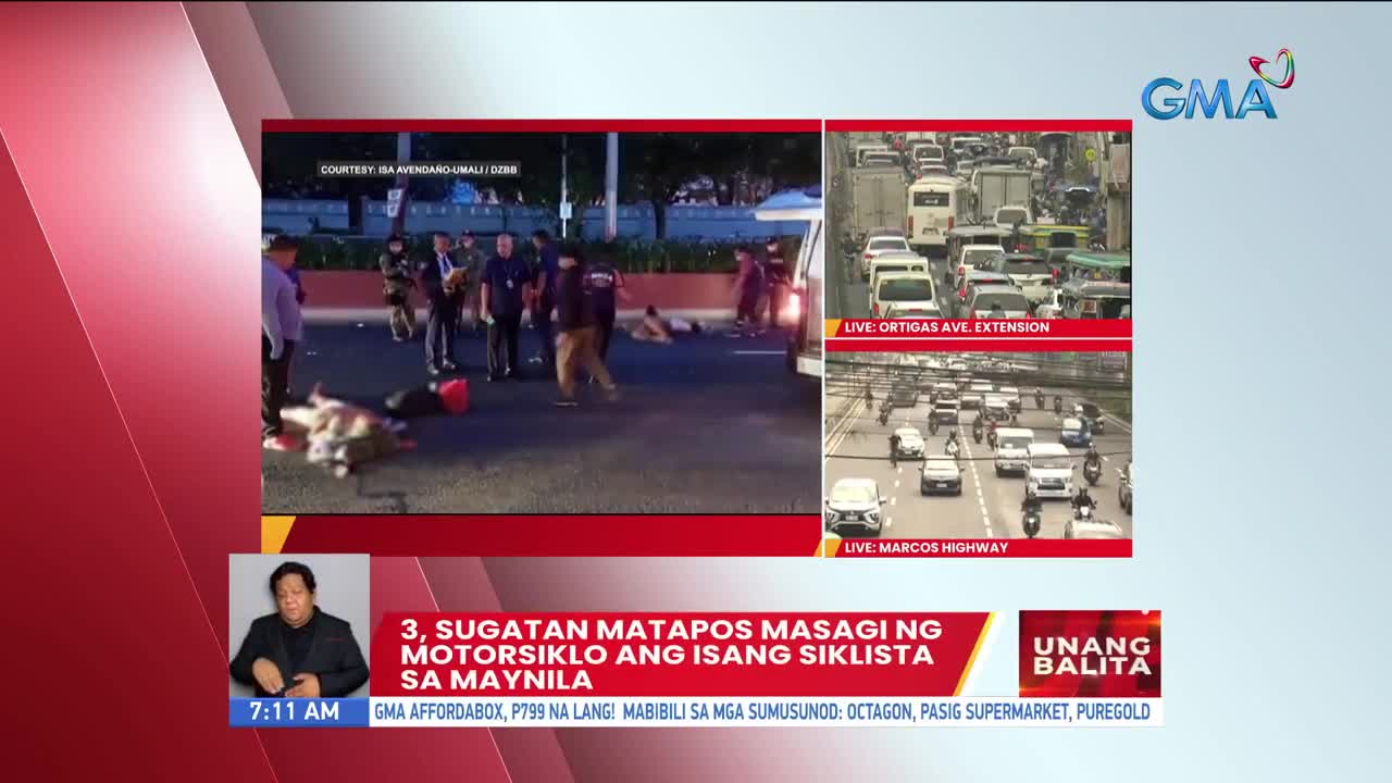 3, sugatan matapos masagi ng motorsiklo ang isang siklista sa Maynila