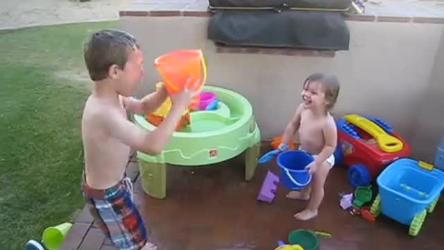 Baby laughing at big brother - simple happiness!