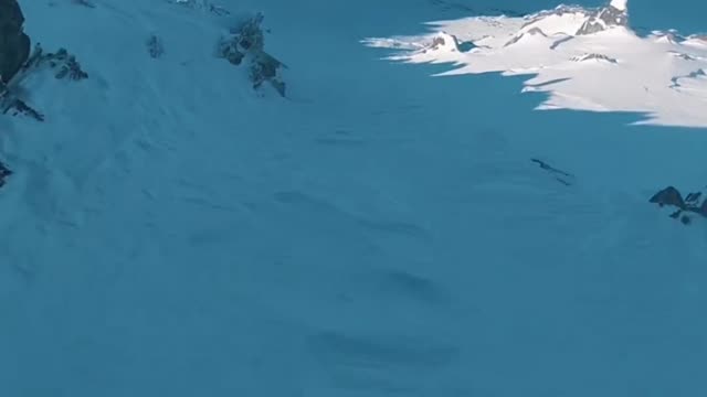 First small couloir of the season on a clear day after camping