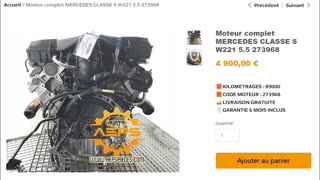 Moteur complet MERCEDES CLASSE S W221 5.5 273968