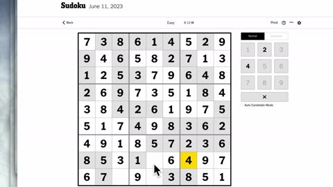 Sudoku 2023-06-11 easy