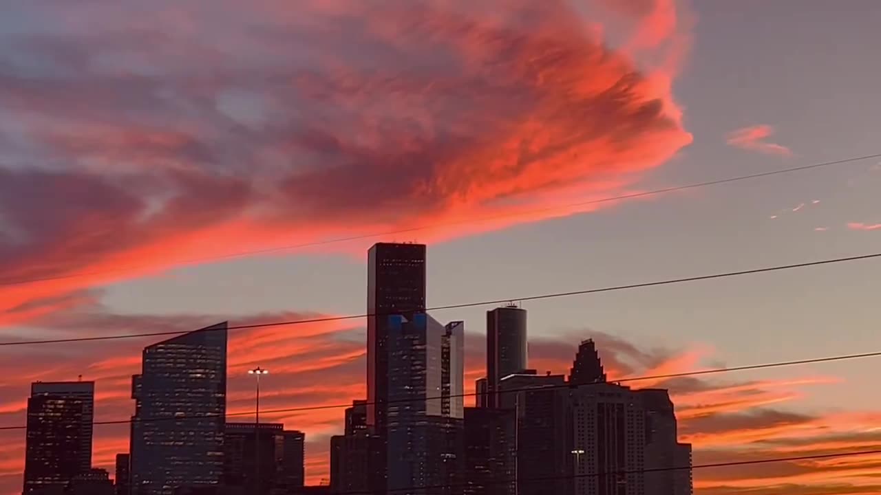 Spectacular Sunset over Downtown Houston Texas