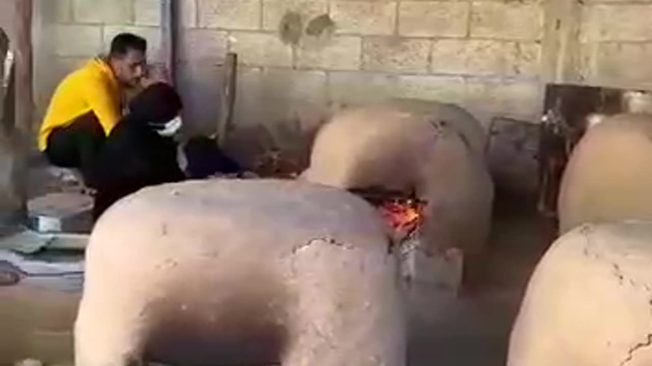 Palestinian families are using clay ovens for baking and daily needs