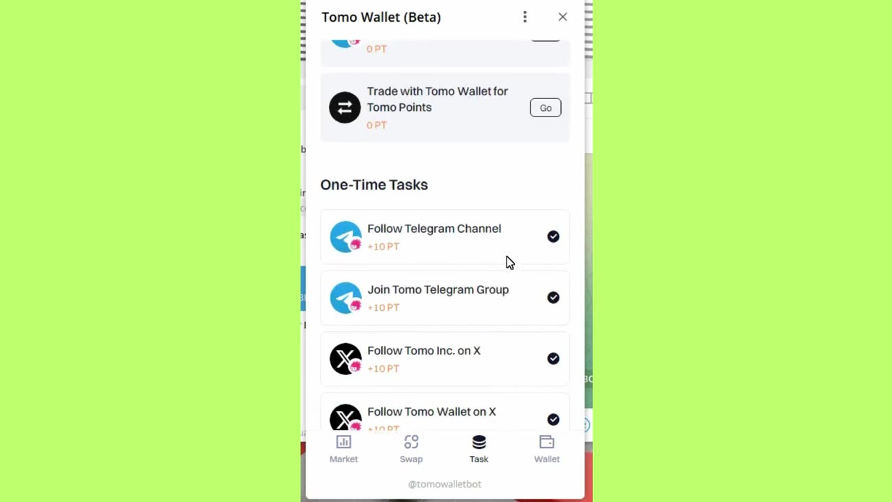 new mining mini app bot telegram tomo wallet