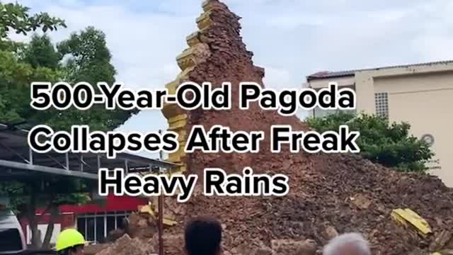 500-Year-Old Pagoda Collapses After Freak.Heavy Rains