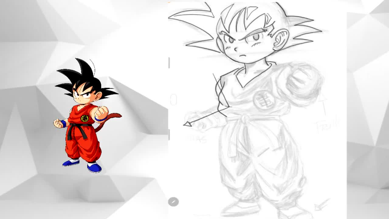 Como desenhar o Goku Criança