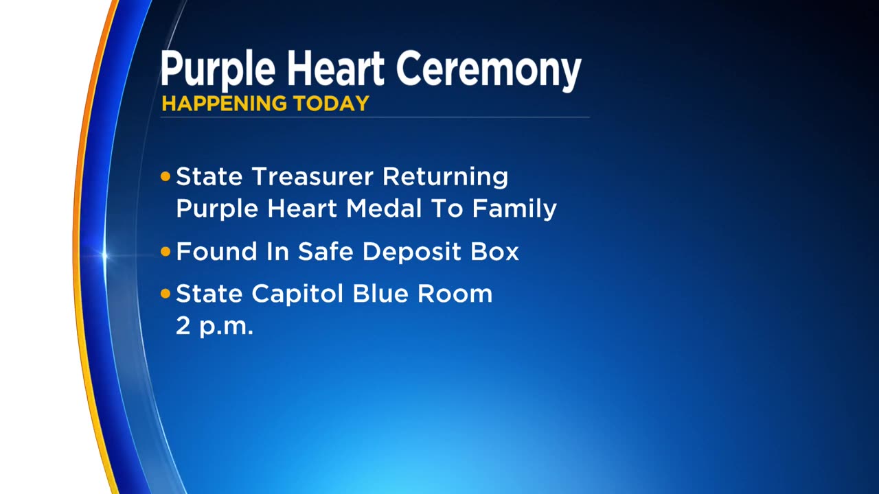 Purple Heart ceremony at State Capital Blue Room happening Sunday