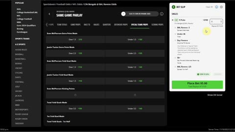 Thursday Night Football Bengals Ravens Bets