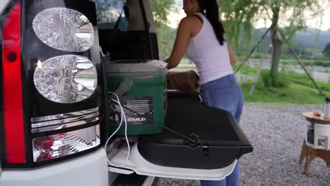 Enjoy a relaxing day of self driving camping with red wine and steak
