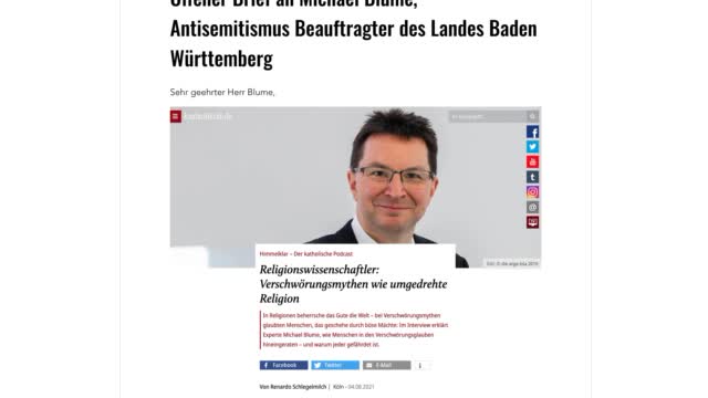 Videostatement der Nation Ephraim zum Antisemitismusbeauftragten Dr. Michael Blume