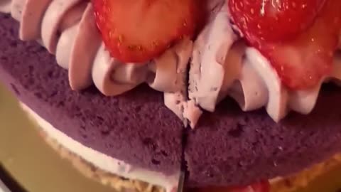 strawberry ube cake #cake #dessert #sweet #food #viral