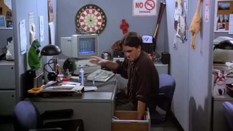 Chandler Smokes at Work _ Friends