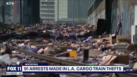 91 arrested in LA train cargo theft