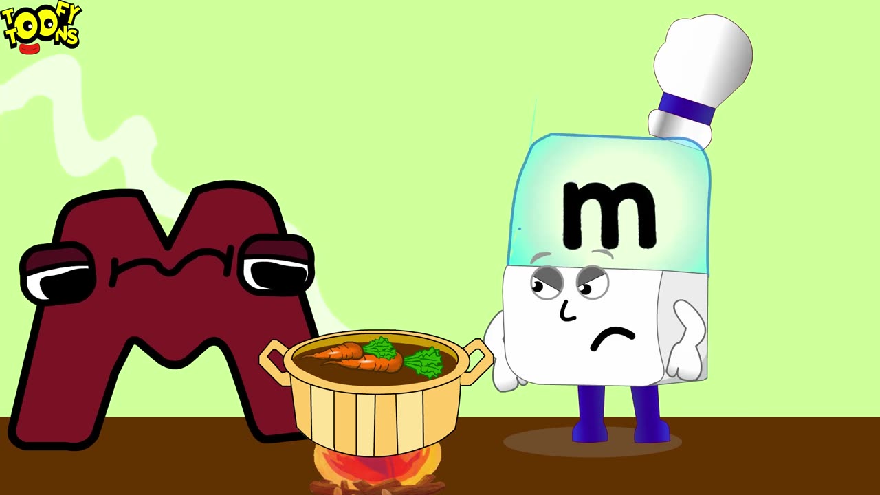 HOW DARE YOU EAT MY FOOD Alphablock Letter M And Alphabet lore Letter M Crossover Parody!