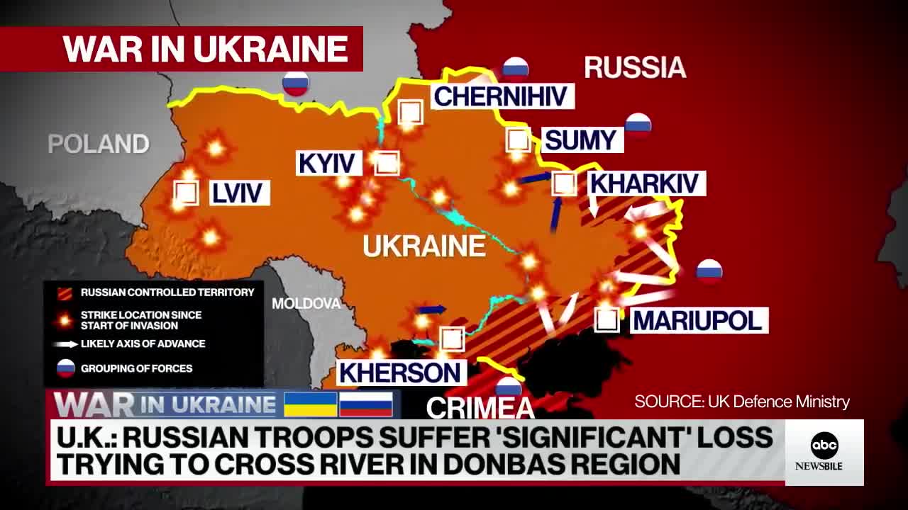 Russian troops suffer 'significant' losses trying to cross river in Ukraine ABCNL
