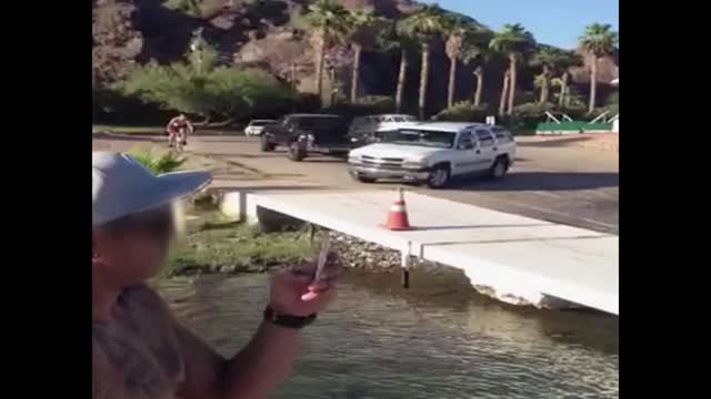 Biker fails to launch off ramp