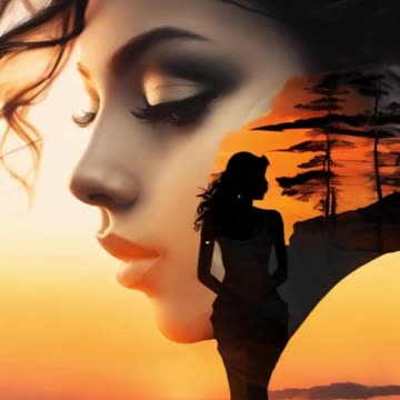 beautiful woman at sunset coast