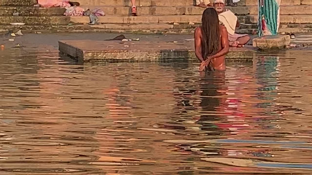 Man cleansing in the Ganges River