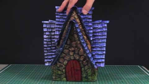 Homemade fairy house with cardboard