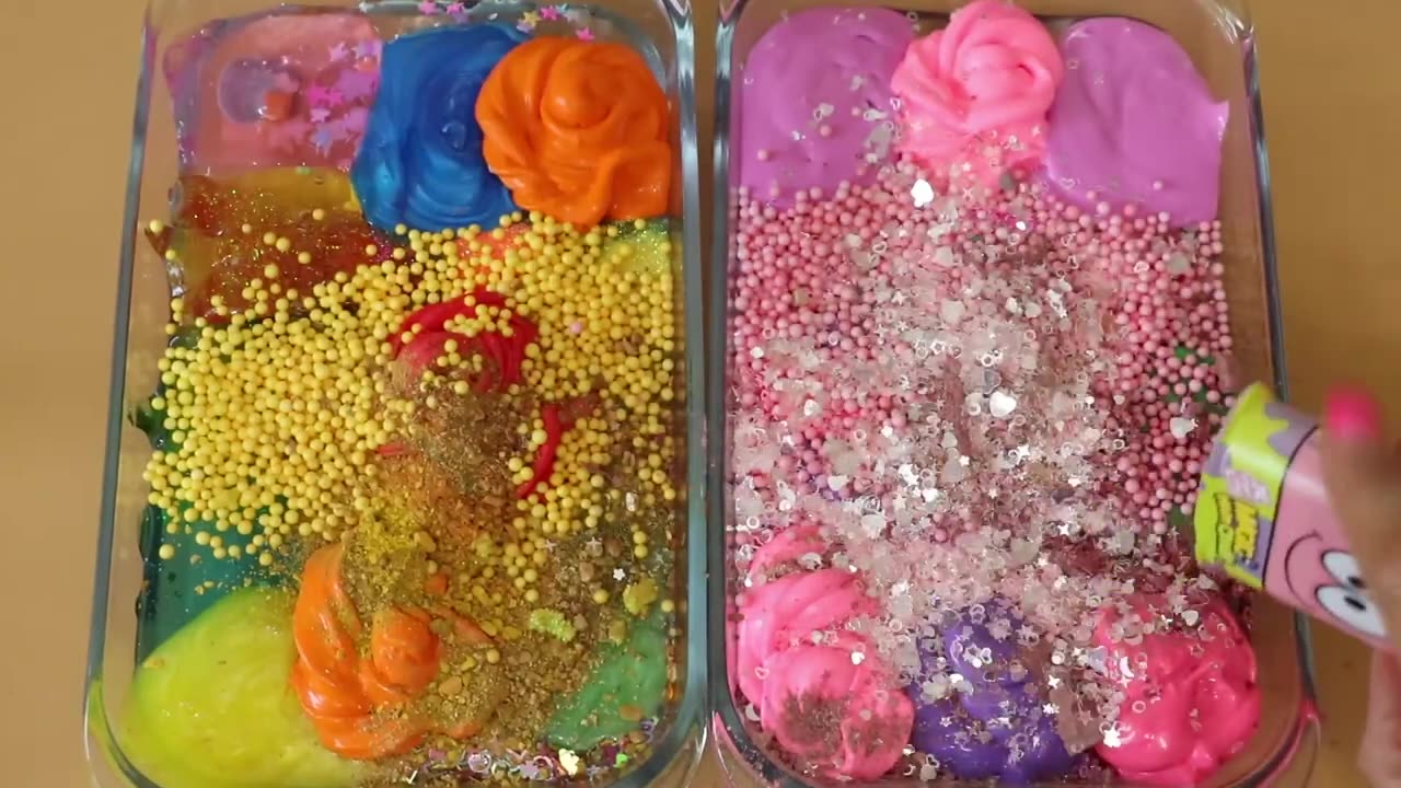 Kitty Rainbow Slime Mixing Random Cute,shiny things into slime #ASMR #Satisfying #slimevideos #