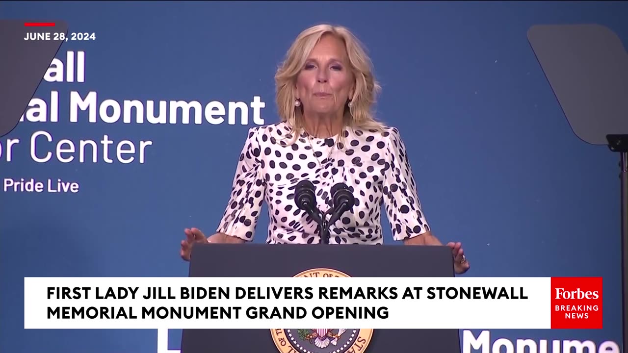 JUST IN- Jill Biden Delivers Remarks During Stonewall Visitors Center Opening Ceremony In NYC