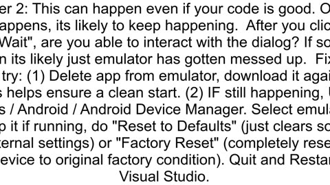 Android Emulator says quotApp isn39t respondingquot