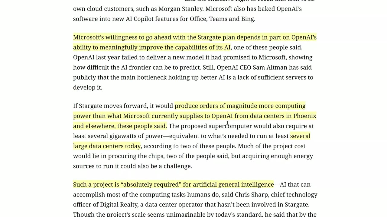 Open AI building a Super Computer Operation Stargate