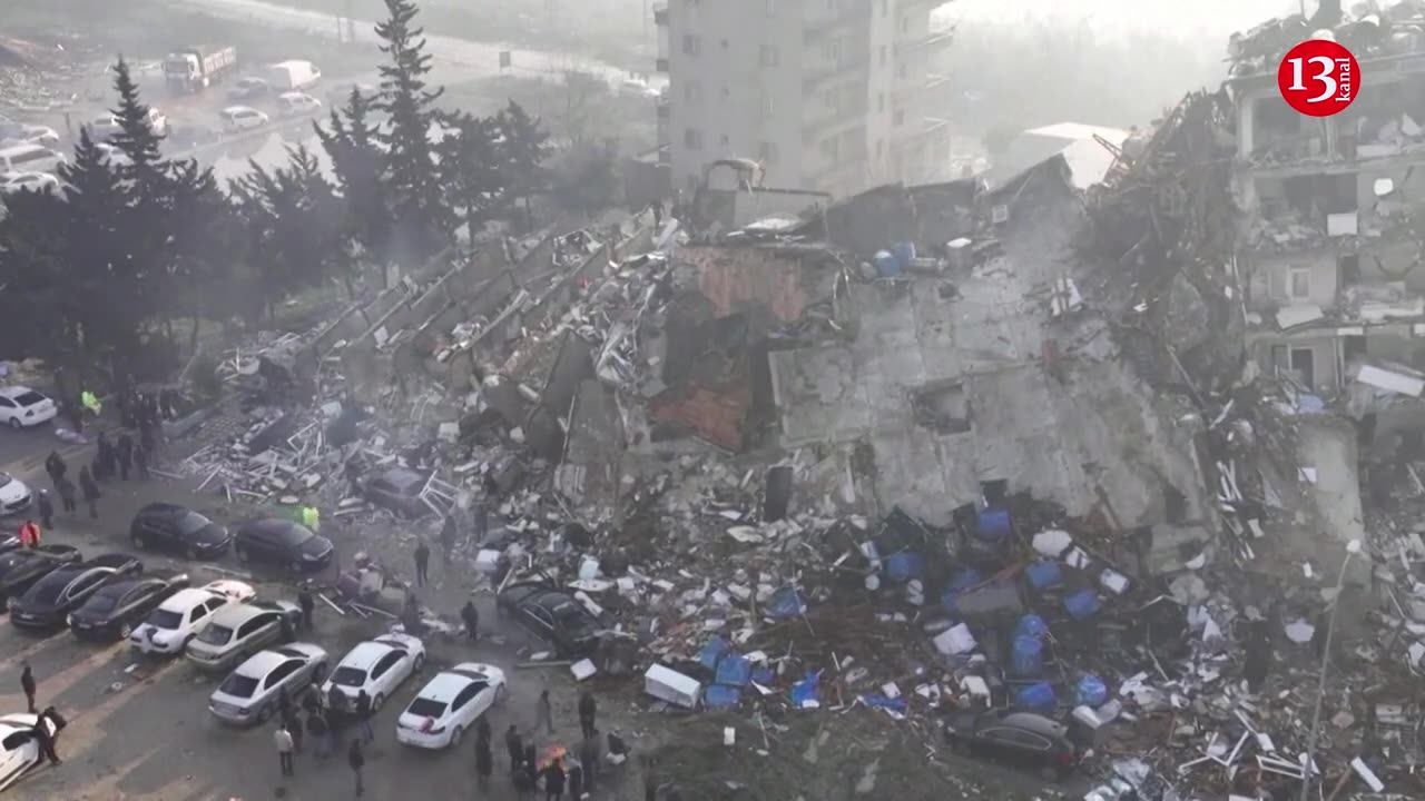 Drone footage show collapsed buildings, massive devastation from Turkey quake