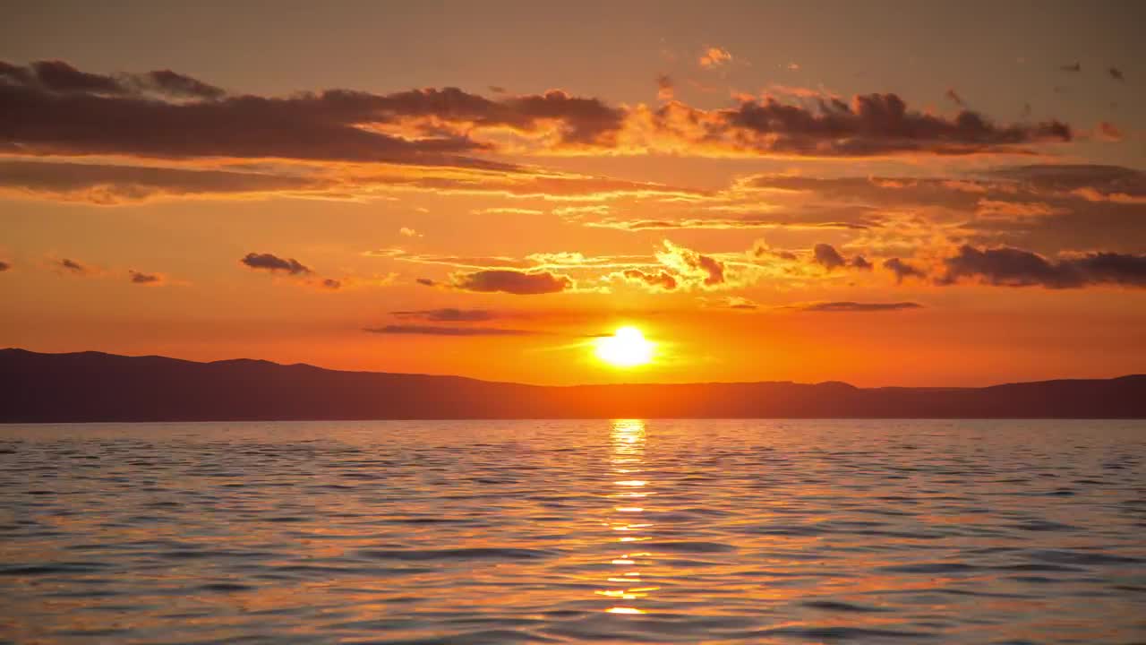 Stunning sunset seen from the sea