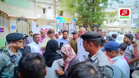 Asaduddin Owaisi checking polling station,