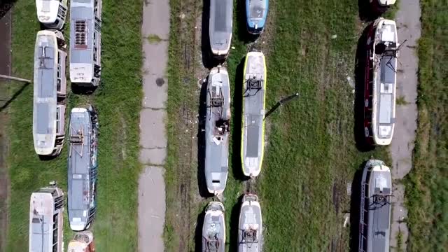 Drone footage shows bombed-out Kharkiv tram depot