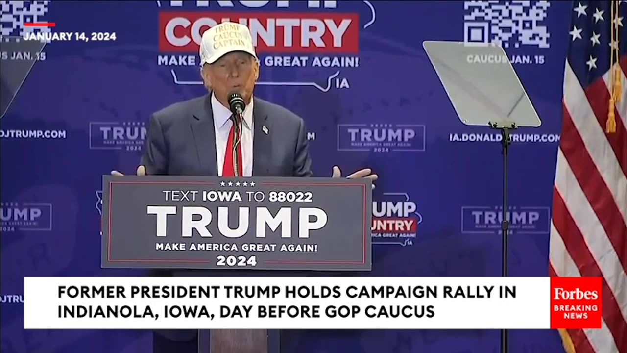 Trump Tees Off On DeSantis And Haley At Pre-Caucus Iowa Rally