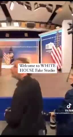 Biden gives his speeches from fake White House TV set