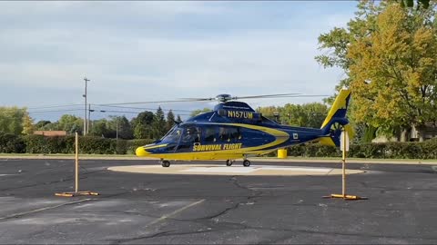 U Of M SurvivalFlight 2 (N157UM) EC-155 B1 landing at McLaren Central Michigan on 10_9_22