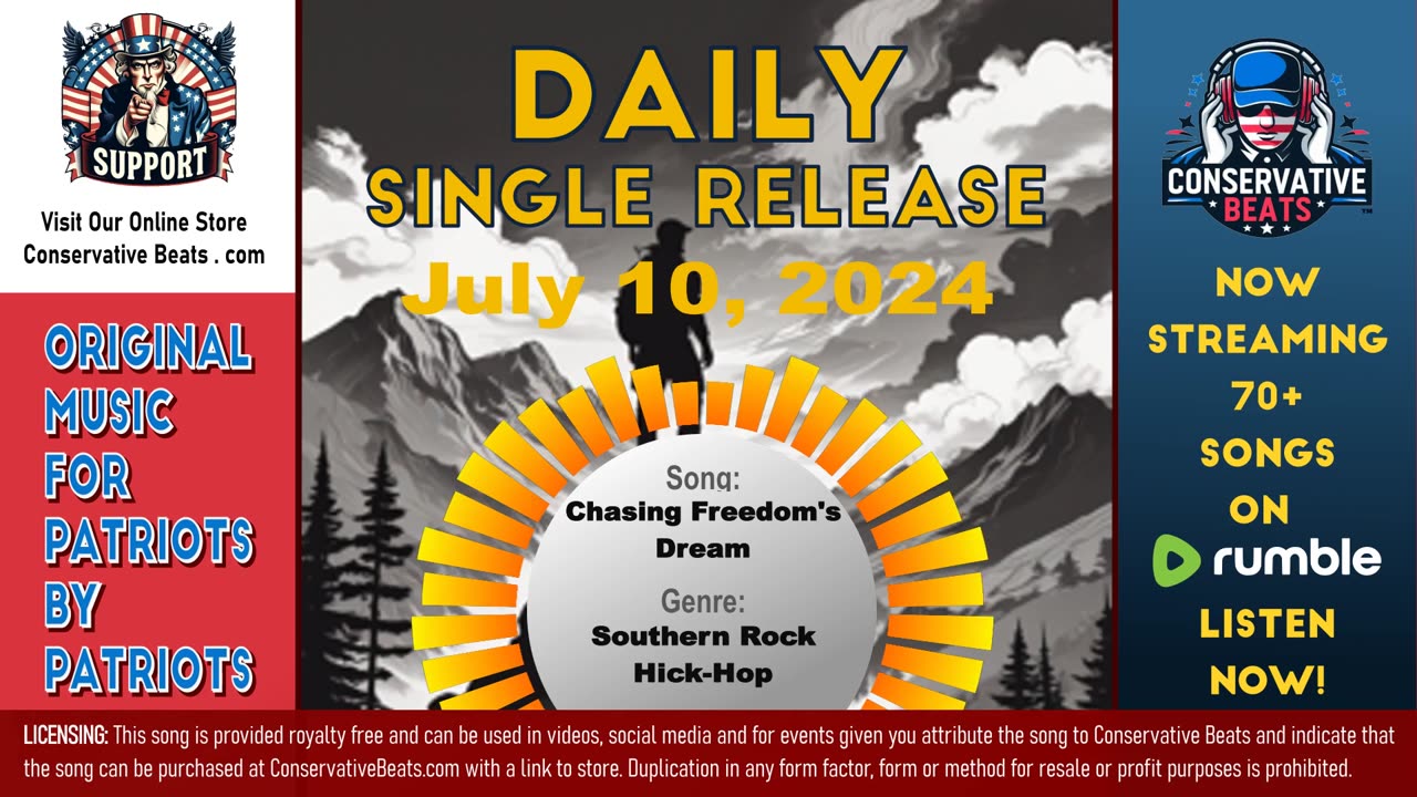 Conservative Beats - Daily Single Release: Chasing Freedom's Dreams ( Southern Rock )- 7/10/24