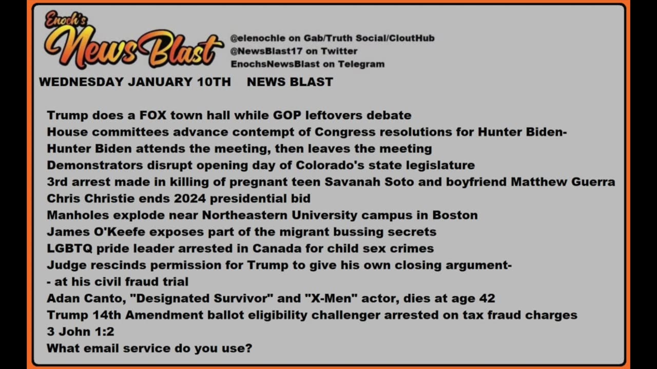 Wednesday January 10, 2024 News Blast